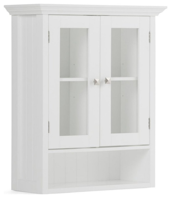 Simpli Home Acadian 28" H X 23.6" W Double Door Wall Bath Cabinet In ... with Understanding the Space-Saving Benefits of Wall-Mounted Bathroom Cabinets