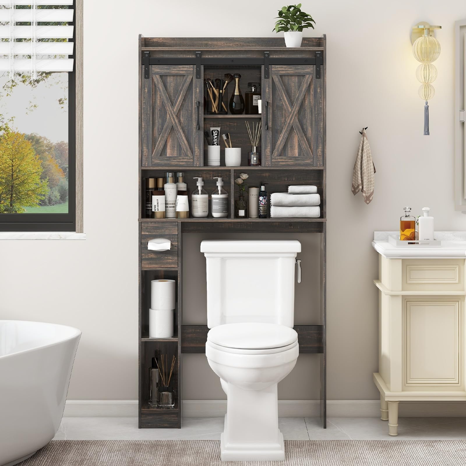 Snapklik.com : Over The Toilet Storage Cabinet, Farmhouse Storage ... regarding Transforming Your Bathroom with Thoughtful Storage Integration