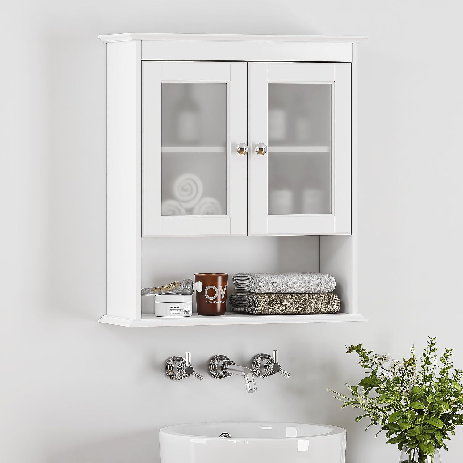 Spirich Bathroom Cabinet Wall Mounted, Medicine Cabinet Organizer With ... intended for Exploring Design Options for Beautiful White Bathroom Storage Solutions