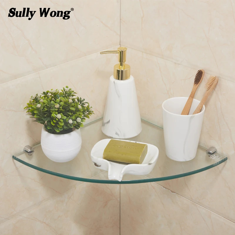 Sully-House-Bathroom-Corner-8Mm-Thickness-Tempered-Glass-Shelf-Bathroom ... in Understanding the Strength of Tempered Glass in Corner Shelf Applications