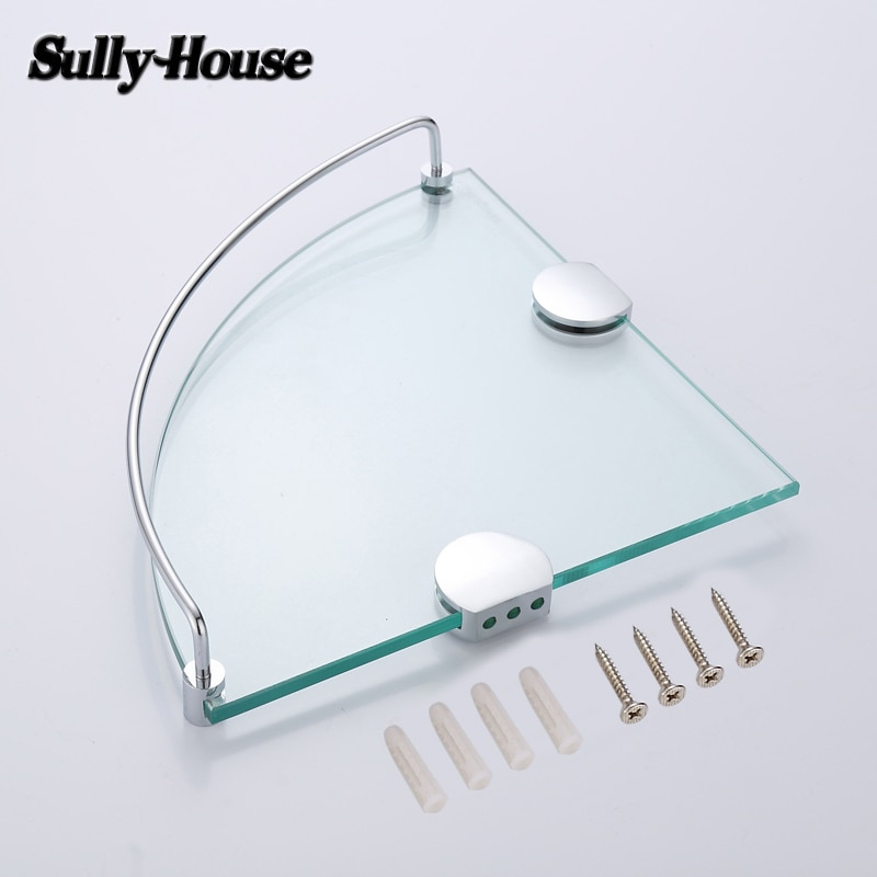 Sully House Bathroom Stainless Steel Corner 8Mm Th... – Grandado with regard to Tempered Glass Shelf Triangle Corner