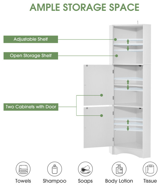 Tateus Tall Bathroom Corner Cabinet, Freestanding Storage Cabinet With ... in The Practical Advantages of Choosing TATEUS Tall Bathroom Corner Cabinets