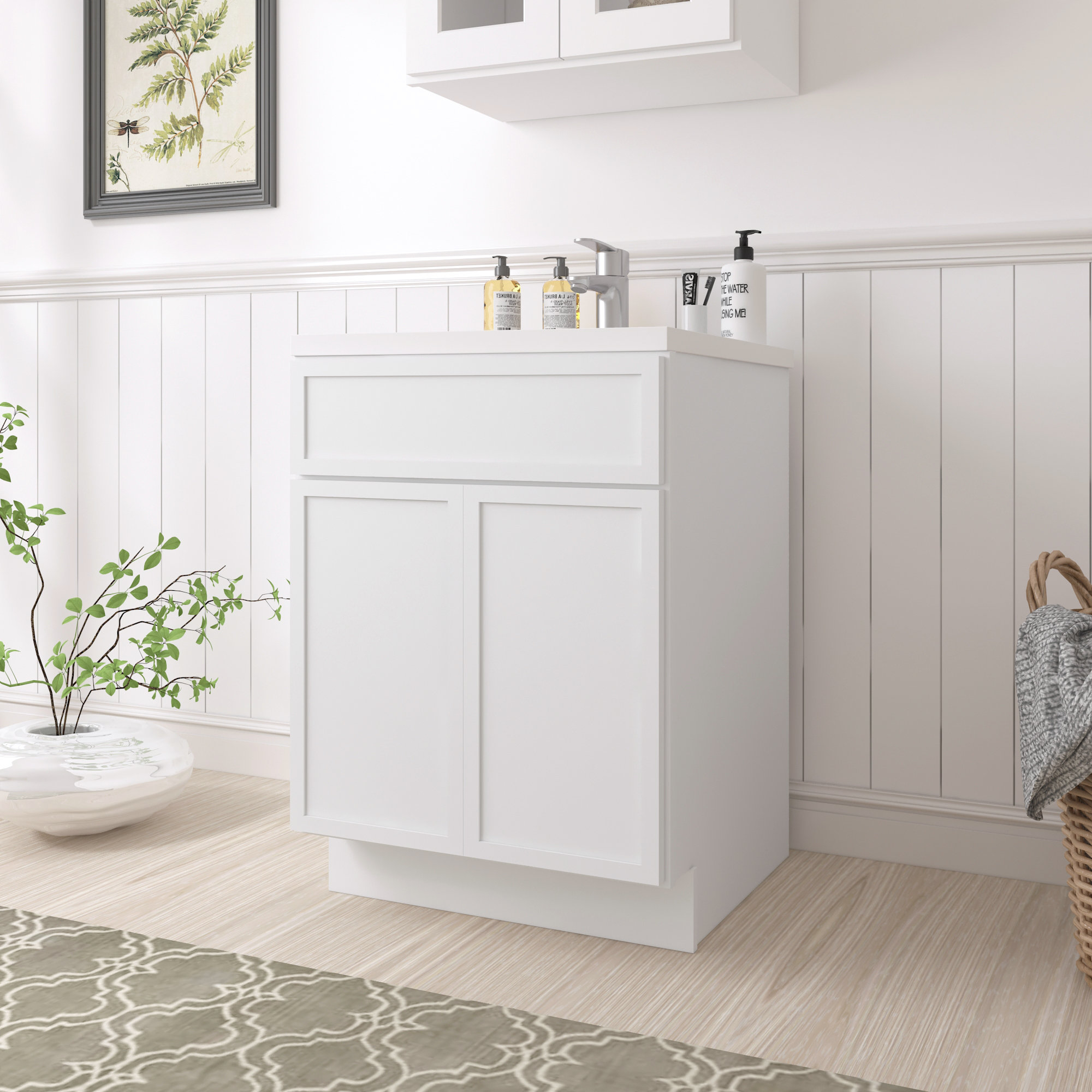 Vanity Art 24" W Birch Plywood Freestanding Single Base Storage Cabinet ... for Vanity Art Birch Plywood Single Base Storage Cabinet, Smoky Gray, 36 Inch (Right Side Drawers)