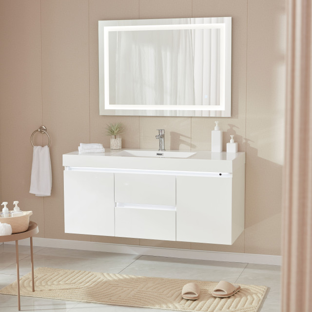 Vanity Art Led Lighted Wall-Hung Single-Sink Vanity With Resin Top, 48 ... intended for How Vanity Art LED Cabinets Transform Your Daily Routine