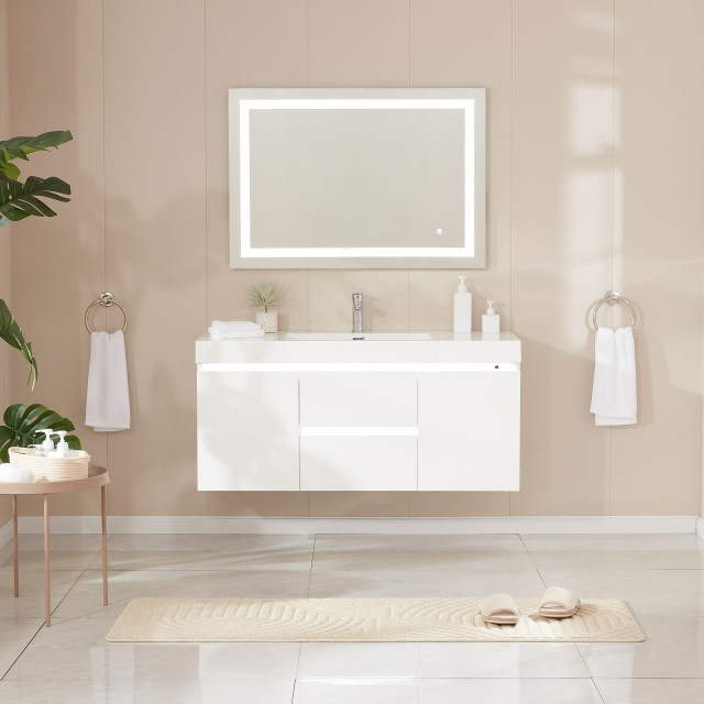 Vanity Art Led Lighted Wall-Hung Single-Sink Vanity With Resin Top, 48 ... with regard to How Vanity Art LED Cabinets Transform Your Daily Routine