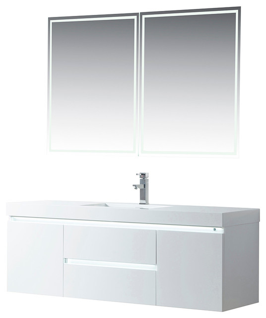Vanity Art Led Lighted Wall-Hung Single-Sink Vanity With Resin Top, 60 ... with regard to How Vanity Art LED Cabinets Transform Your Daily Routine