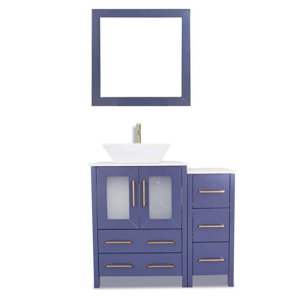Vanity Art Ravenna 36 In. W Single Basin Bathroom Vanity In Blue With ... with regard to Artisanal Techniques in Traditional Vanity Furniture Making