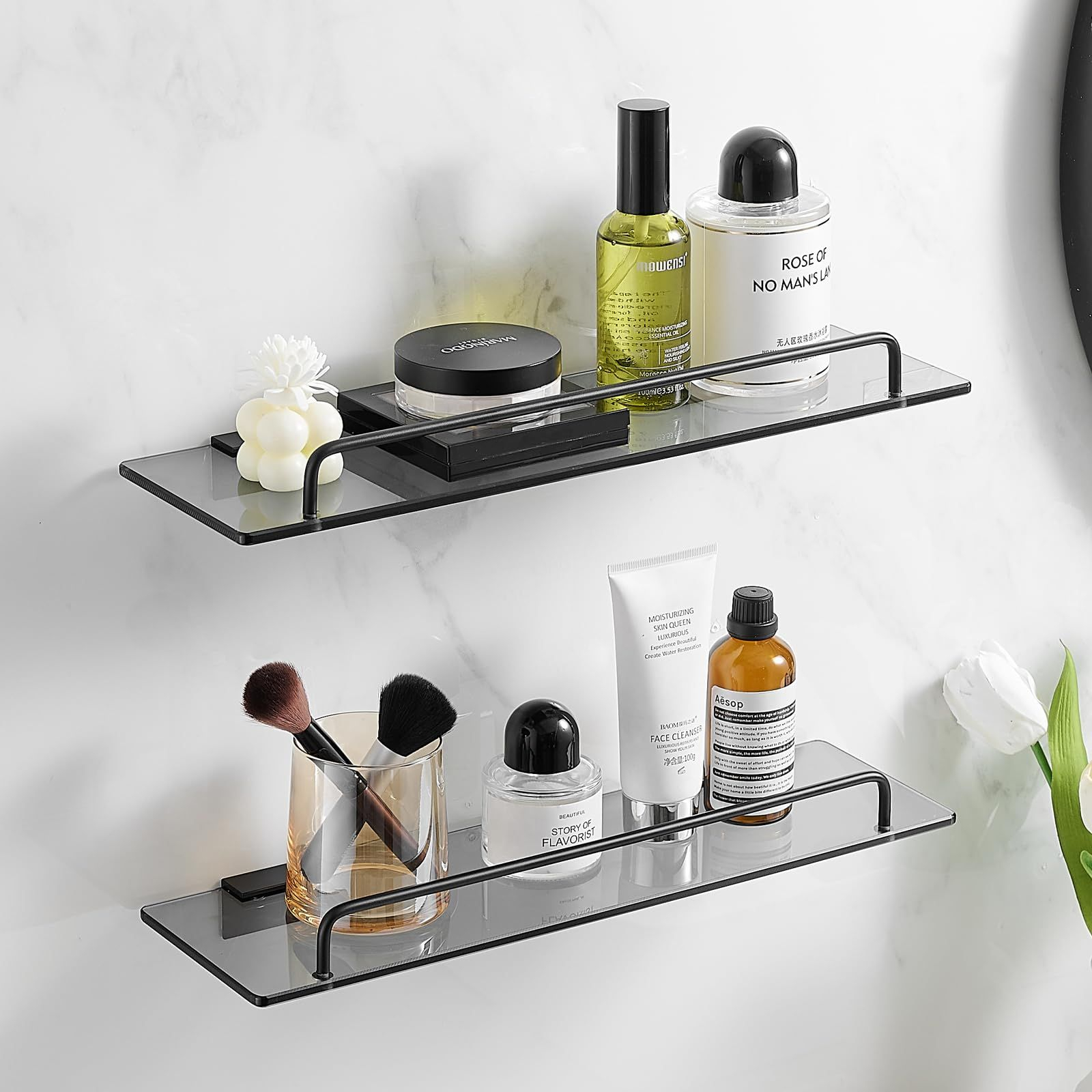 Voldra Bathroom Glass Shelf 15.7In Bathroom Shelves Wall Mounted ... regarding Wingit Modern Elegance Tempered Glass Shelf