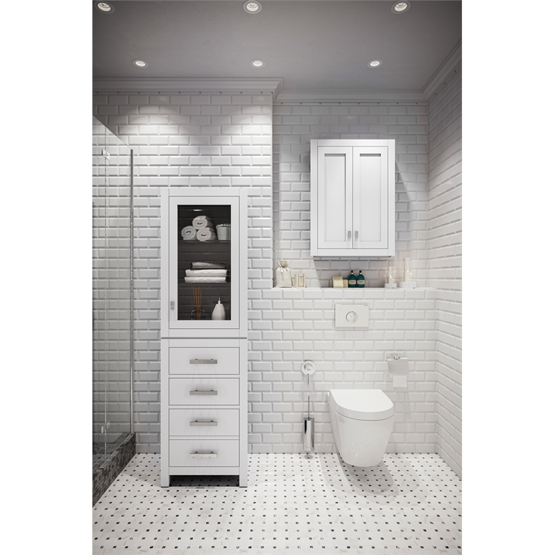 Water Creation Madison Contemporary Wood Linen Cabinet In Pure White throughout The Madison Collection Linen Cabinet, White