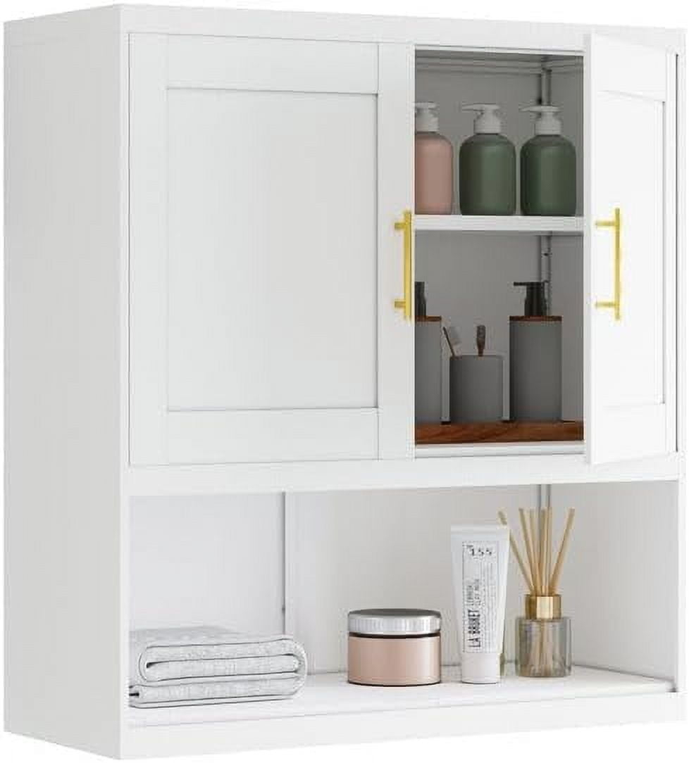 White Metal Bathroom Wall Cabinet With Adjustable Shelf, Over The ... with regard to Beautiful White Bathroom Wall Mounted Medicine Cabinet