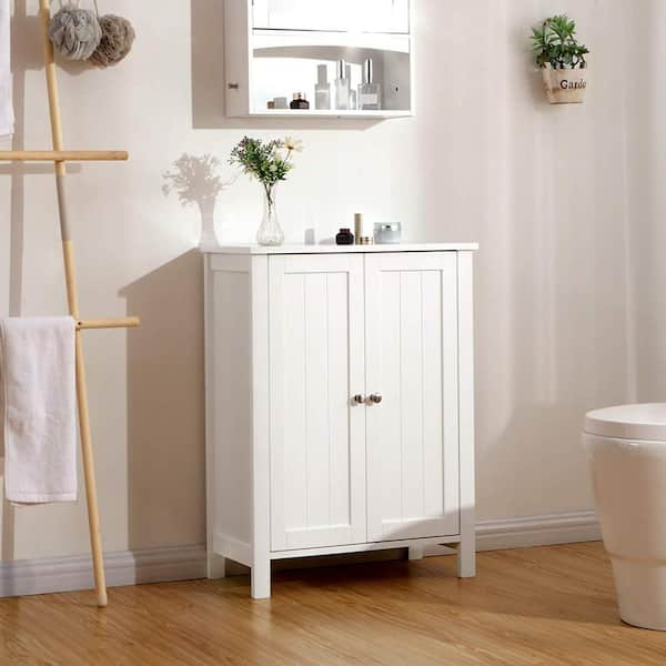 White Wood Bathroom Floor Cabinet – Flooring Ideas for The Ultimate Guide to Stylish Bathroom Storage Solutions