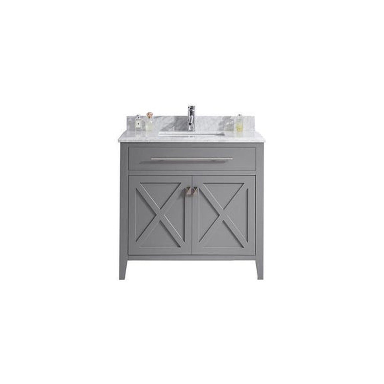 Wimbledon - 36 - Grey Cabinet + White Carrera Counter - Walmart.com in Wimbledon, 36" Brown Cabinet