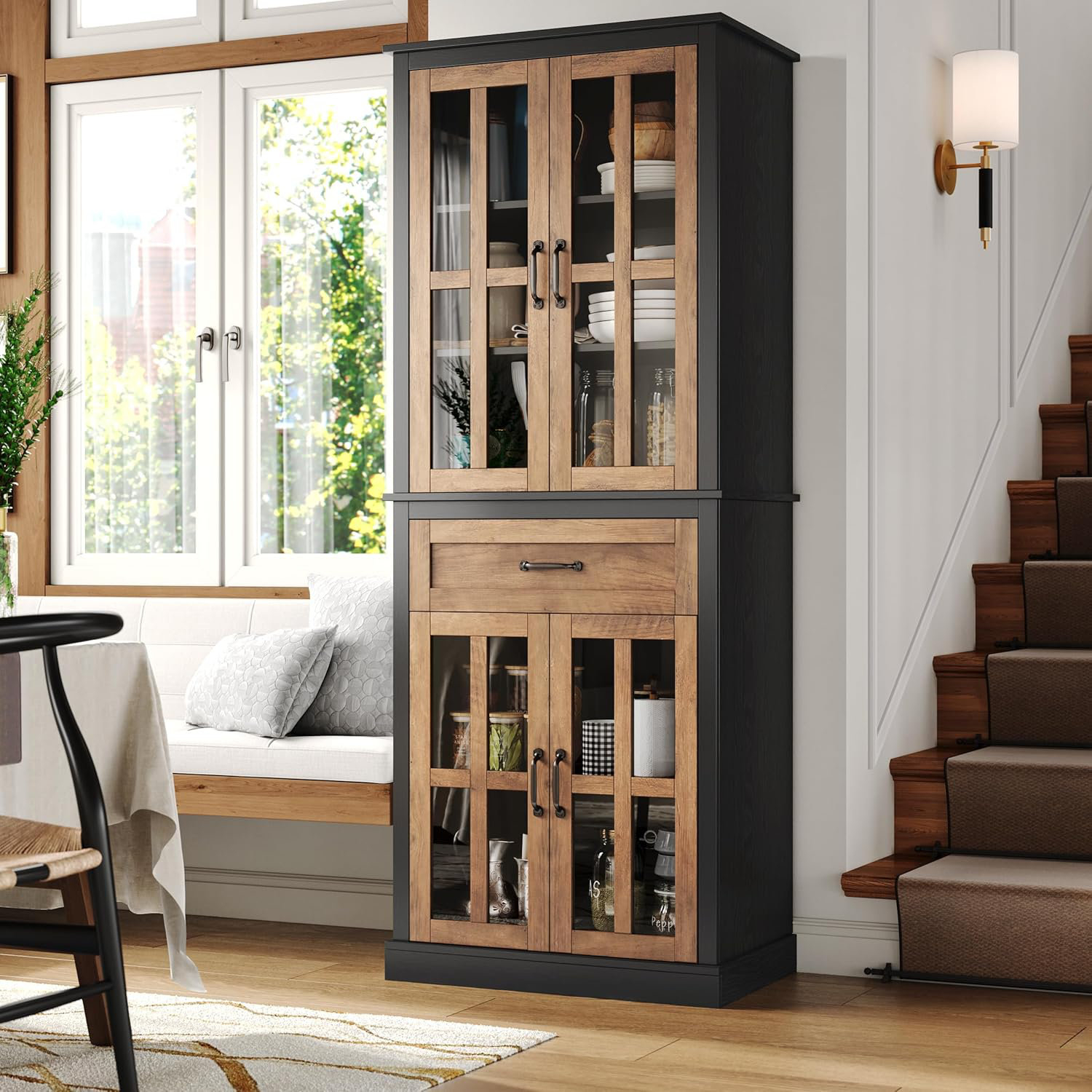Winston Porter 71'' Kitchen Pantry Cabinet, Tall Kitchen Cabinet Pantry ... within 71" Side Cabinet
