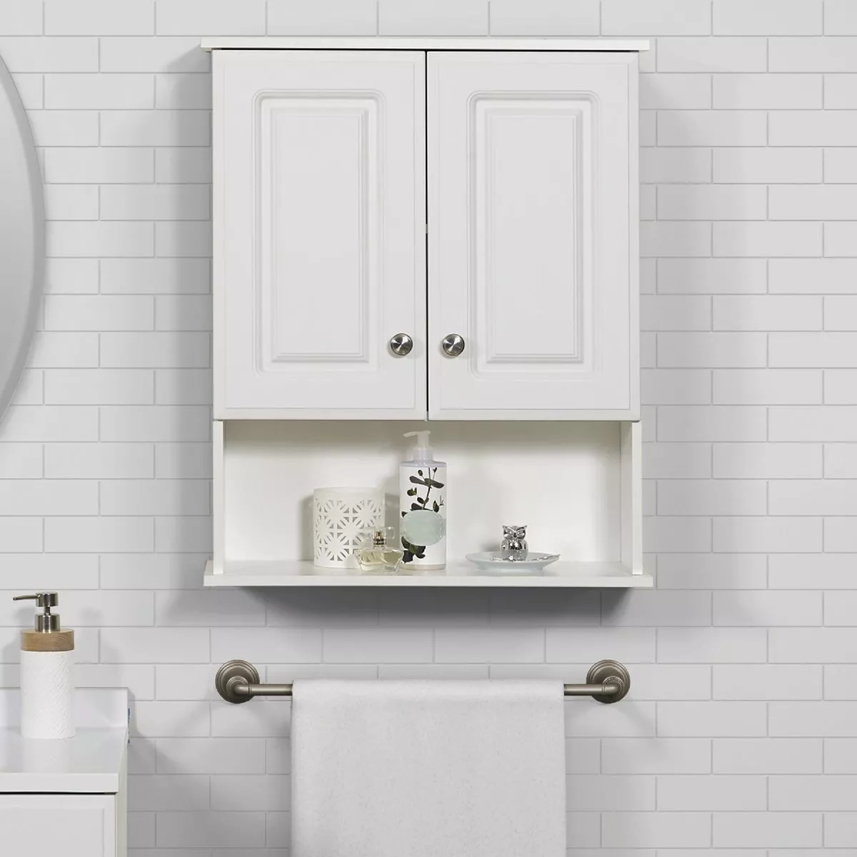 Zenith Zenna Home White 23 In. W X 8-1/4 In. D X 28 In. H Wall Bath ... throughout Acadian 28 Inch H X 23.6 Inch W Double Door Wall Bath Cabinet In Pure White