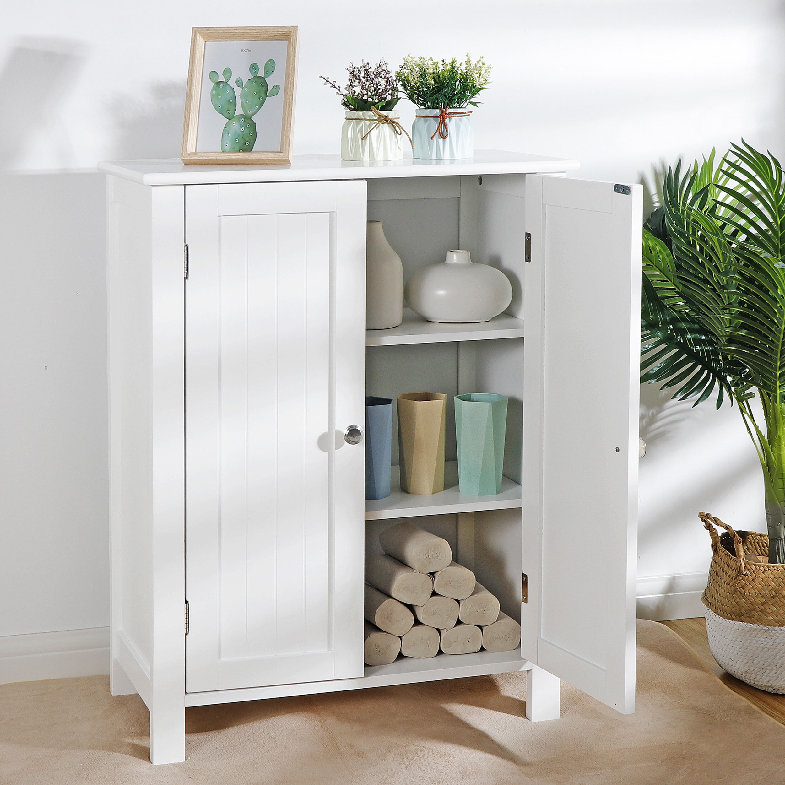 Zenstyle Standalone Large Freestanding Bathroom Floor Cabinet, White ... within The Ultimate Guide to Stylish Bathroom Storage Solutions