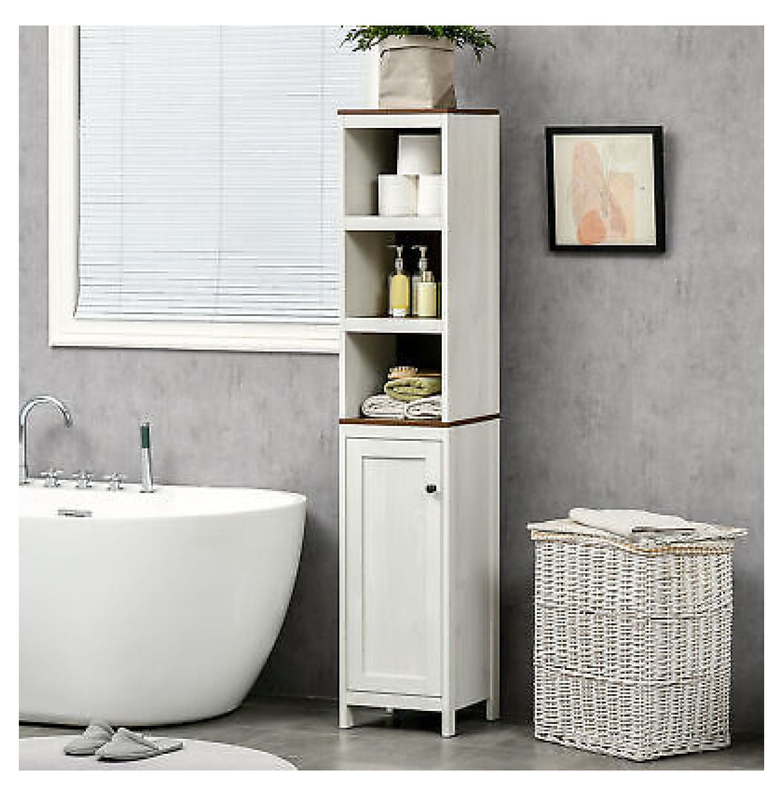 Zhi-22 Tall Bathroom Storage Cabinet, Linen Tower With Adjustable Shelf ... throughout The Role of Vertical Storage in Creating Cleaner Bathroom Environments