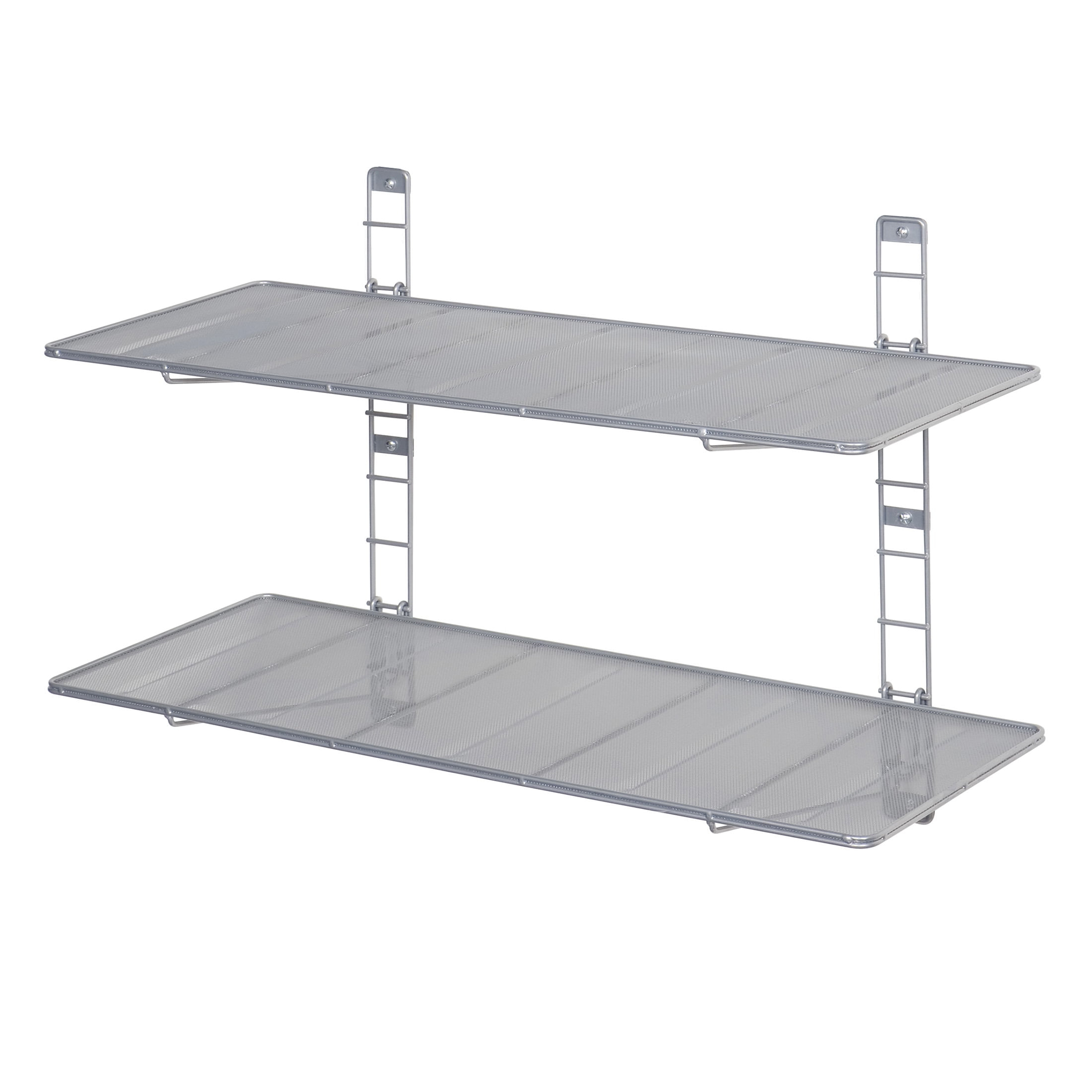 2-Tier Heavy-Duty Wall Mount Floating Steel Wire Mesh Storage Shelves ... intended for Aeri Double Shelf Wall Mount Aluminum Structure