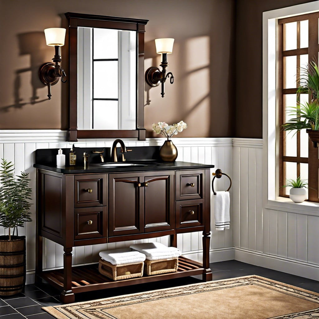 21 Dark Brown Vanity Bathroom Ideas For A Classy Aesthetic regarding The Evolution of Vanity Cabinet Design Through the Decades