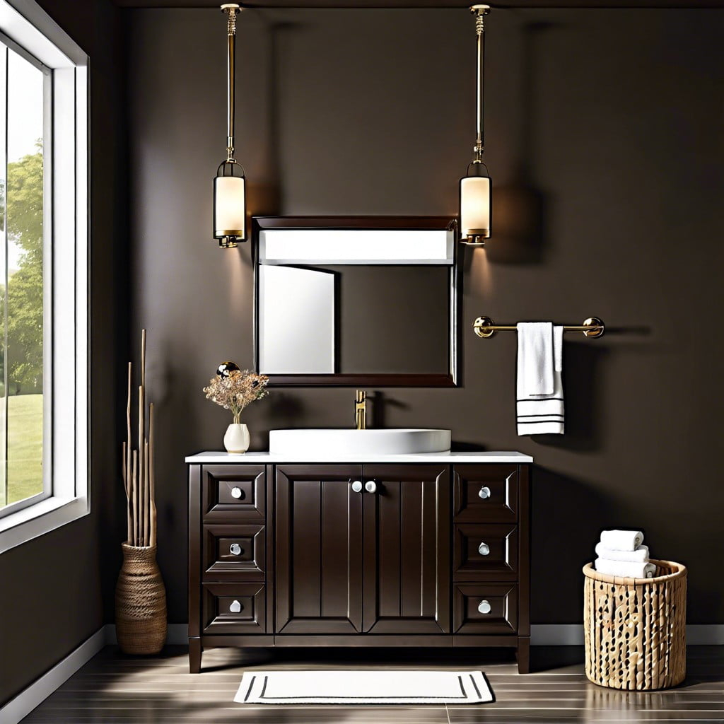 21 Dark Brown Vanity Bathroom Ideas For A Classy Aesthetic regarding The Evolution of Vanity Cabinet Design Through the Decades