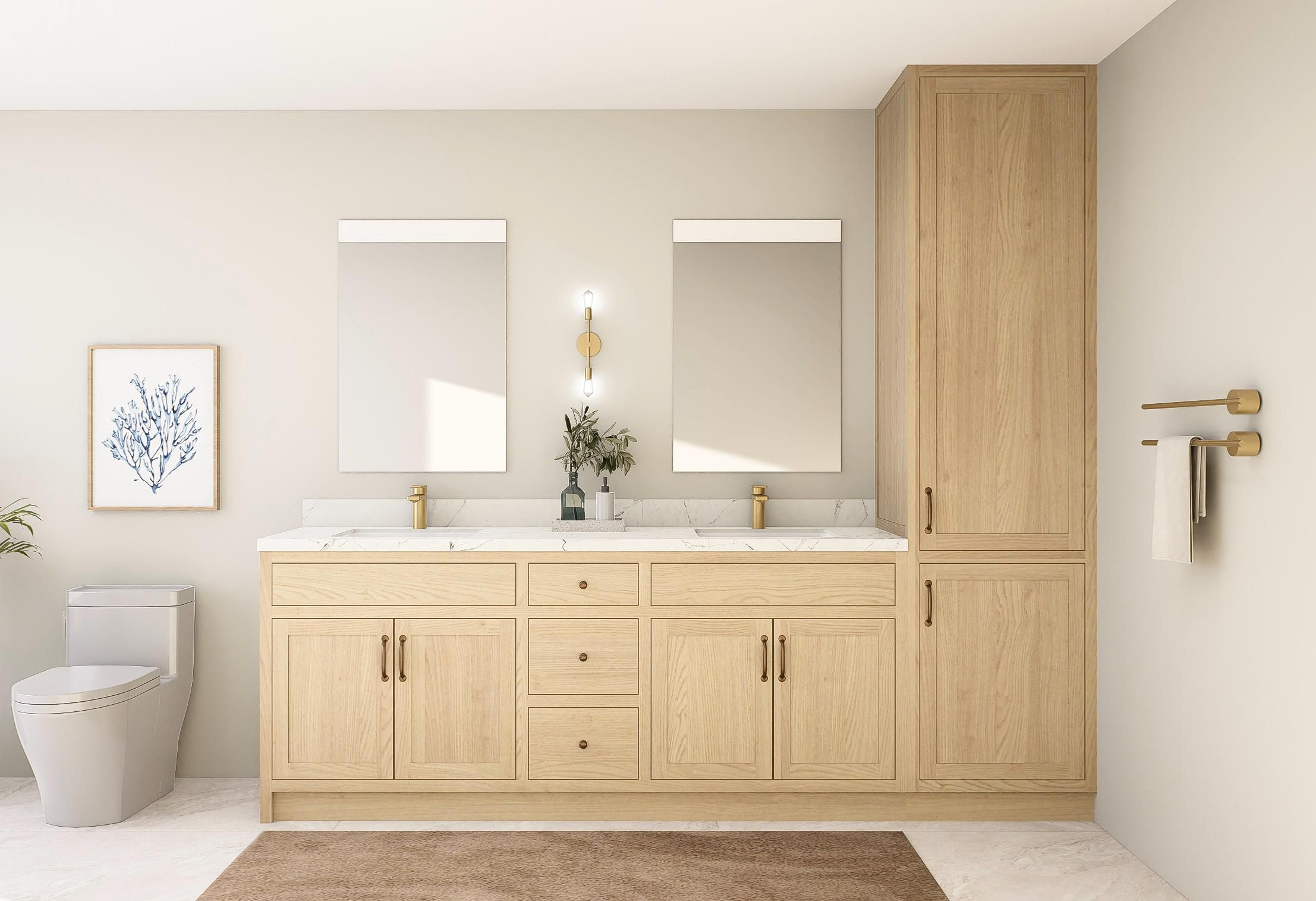 24" White Oak Shaker Inset Bathroom Linen Cabinet - Etsy In 2025 | Oak ... with regard to Class 15"Wx60"Hx15"D Linen Cabinet, Oak