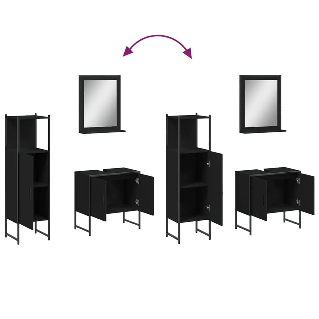3 Piece Bathroom Cabinet Set Black Engineered Wood with regard to The Practical Benefits of Choosing Black Finishes for Bathroom Furniture