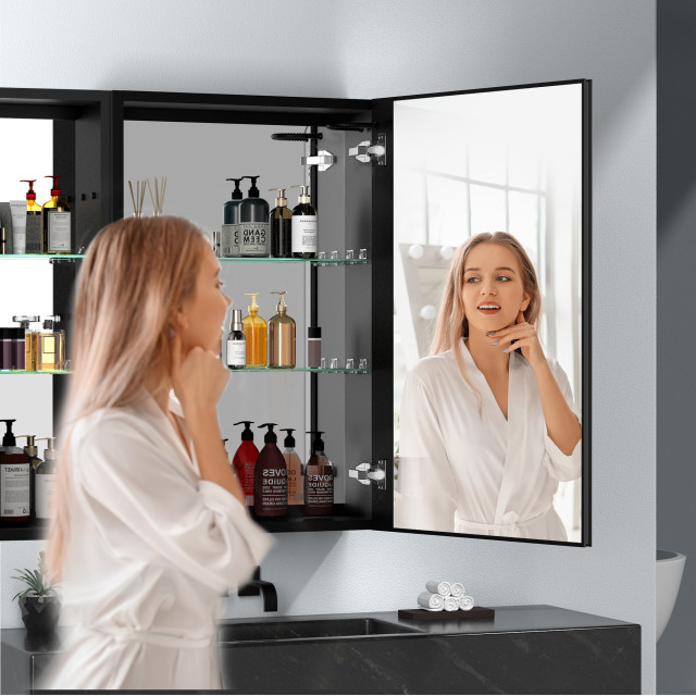 30" Aluminum Surface Mount Medicine Cabinet With Mirror And Open ... pertaining to 30" Aluminum Surface Mount Medicine Cabinet, Mirrors And Shelves