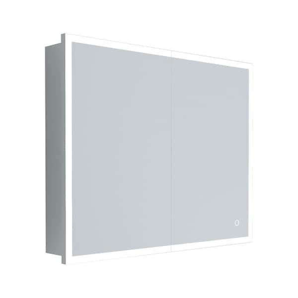 30 In. W X 24 In. H Silver Rectangular Aluminum Recessed Or Surface ... throughout 30" Aluminum Surface Mount Medicine Cabinet, Mirrors And Shelves