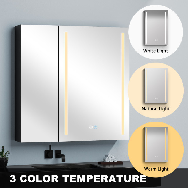 30" Square Black Aluminum Surface Mount Medicine Cabinet With Mirror ... with regard to 30" Aluminum Surface Mount Medicine Cabinet, Mirrors And Shelves