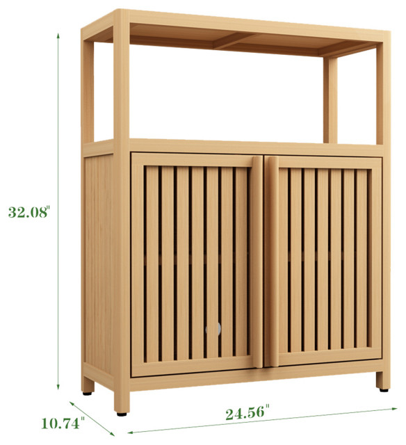 32" Tall Wood 2-Door Bath Cabinet, Neutral, Interior Shelf ... intended for 32" Tall Wood 2-Door Bath Cabinet