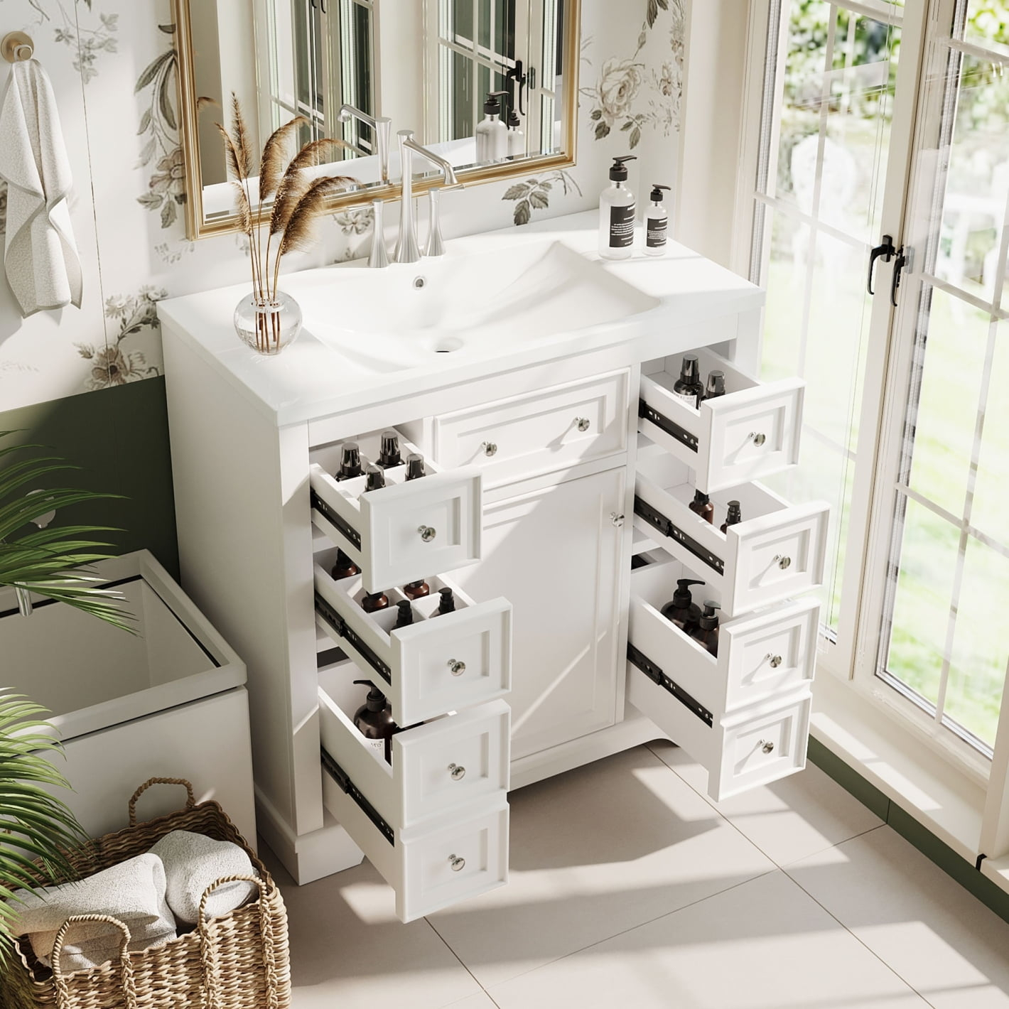 36" Free Standing Single Basin Vanity Set, Bathroom Sink Vanity With ... with The Evolution of Vanity Cabinet Design Through the Ages