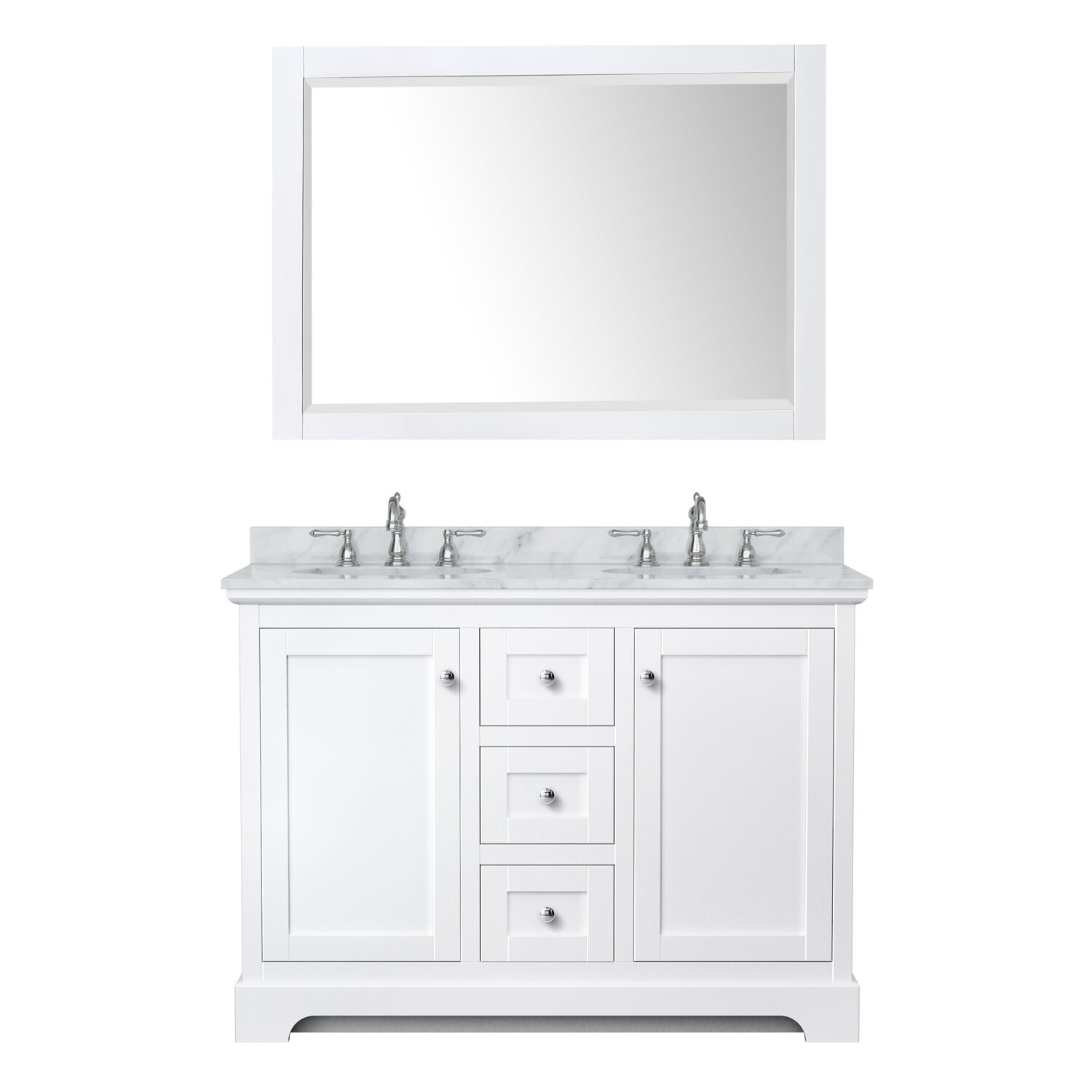48" Double Bathroom Vanity In White With Countertop, Sinks And Mirror ... with Design Tips for Installing a Double Vanity in Your Home Bathroom