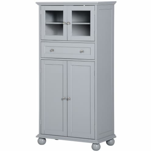 52 Modern 4-Door Kitchen Pantry Freestanding Storage Cabinet W/ 3 ... pertaining to Aeri Gray Freestanding Storage Unit