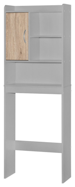 Ace Over-The-Toilet Storage Cabinet In Light Gray & Natural Oak ... intended for Understanding the Benefits of Light Gray and Natural Oak Storage Solutions