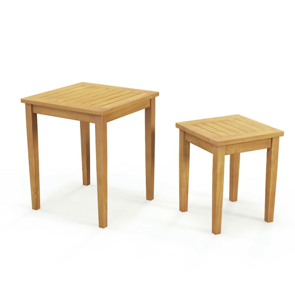 Aimee Lii 2 Pieces Space Saving Design Teak Wood Outdoor Patio Nesting ... for Aimee Space Saver