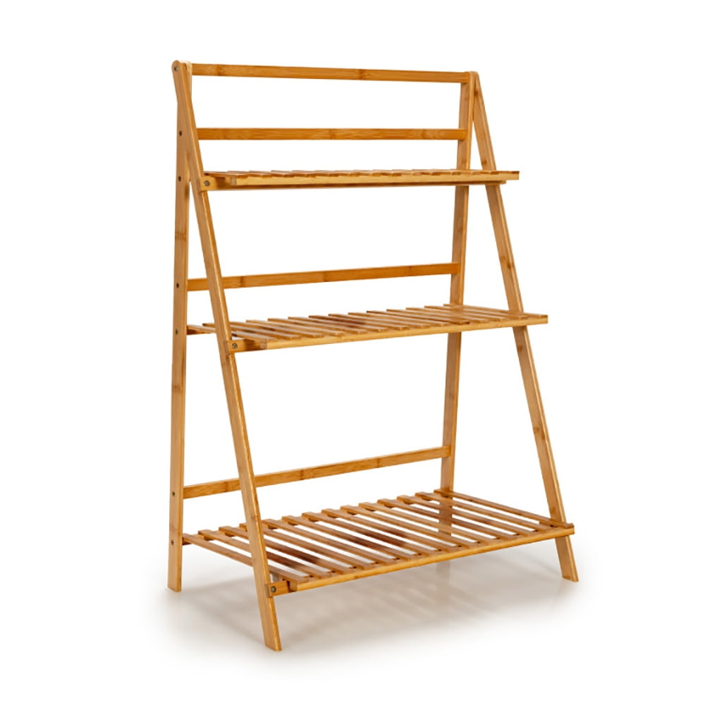 Aimee Lii 3-Tier Bamboo Foldable Plant Stand With Display Shelf Rack ... with regard to Aimee Space Saver