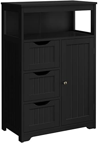 Amazon.com: Costway Bathroom Storage Cabinet, Freestanding Bathroom ... intended for Toledo Storage Cabinet For Bathroom And Living Room, Dark Walnut, 12 In
