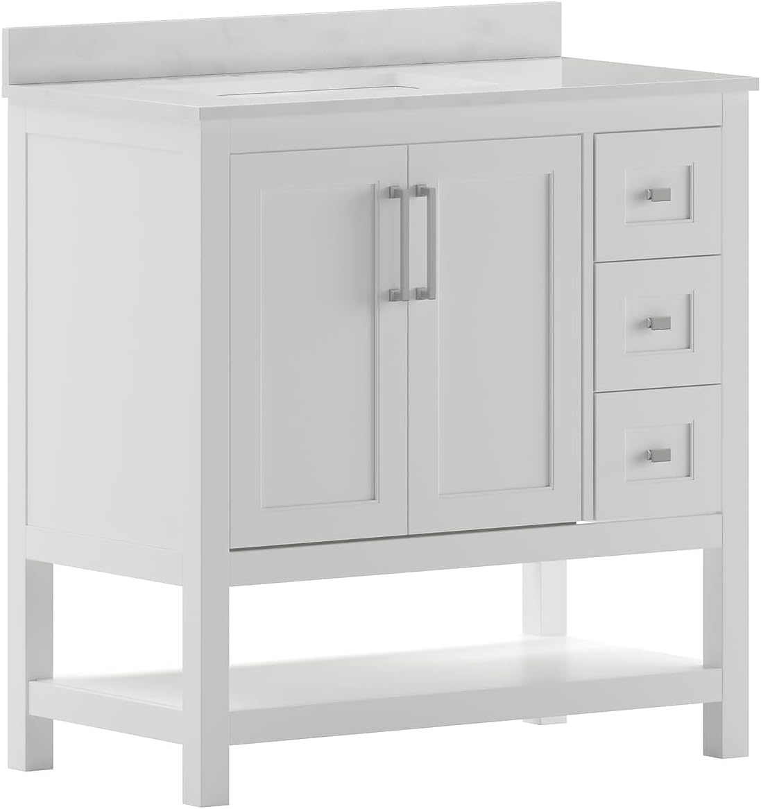 Amazon.com: Flash Furniture Vega 36 Inch Bathroom Vanity With Sink ... for Creating organized bathroom spaces with strategic white cabinet placement