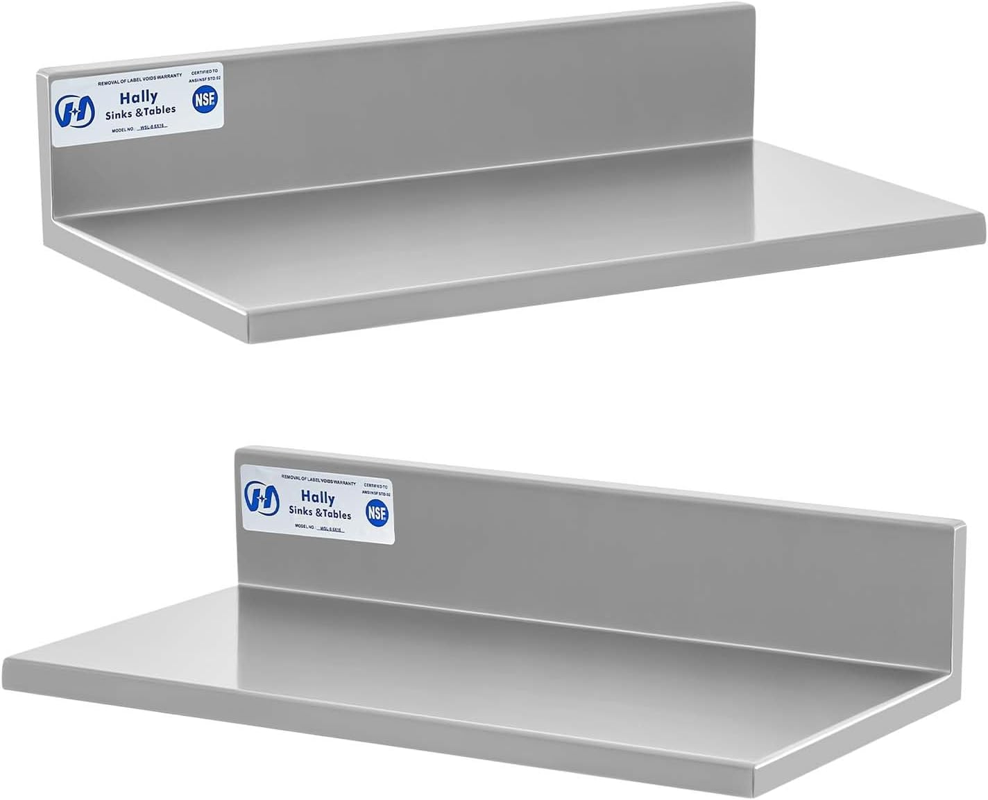 Amazon.com: Hally Stainless Steel Wall Shelf 8.6 X 16 Inches 44 Lb, Nsf ... within Aeri Double Shelf Wall Mount Aluminum Structure