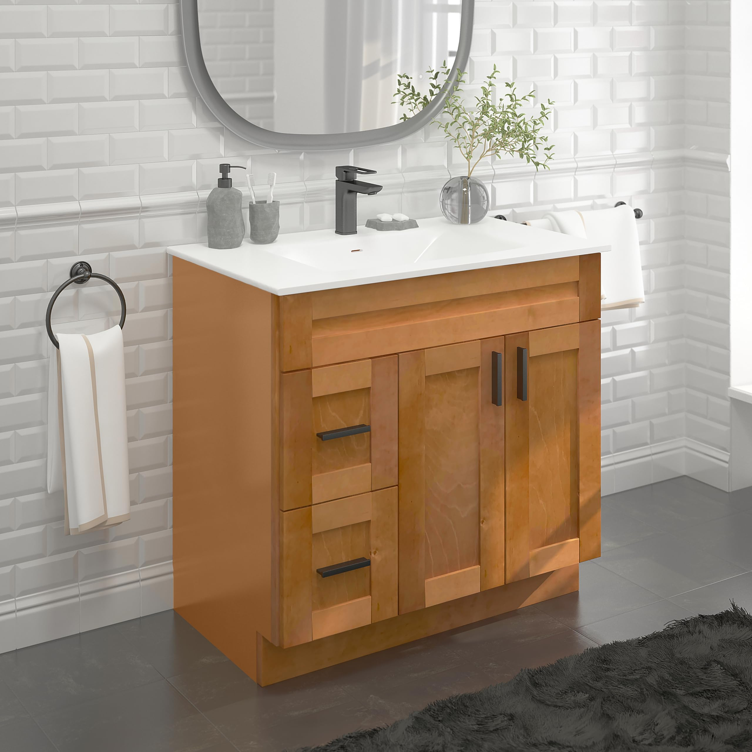 Amazon.com: La Royal Maple Shaker Sink Base Bathroom Vanity With ... intended for How to choose the right Newport 48 inch maple vanity cabinet for your bathroom renovation