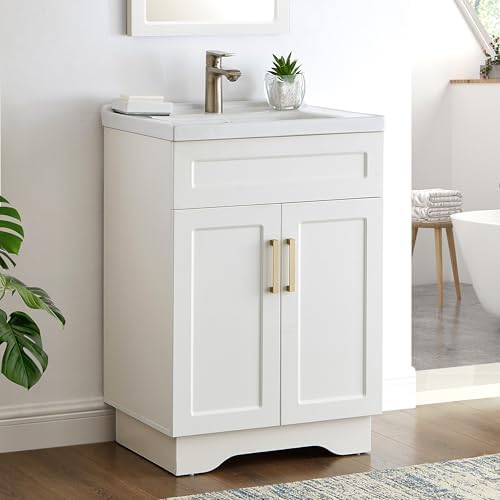Amazon.com: La Royal White Shaker Sink Base Bathroom Vanity Ready-To ... inside Augusta 24" Bathroom Vanity Cabinet, White