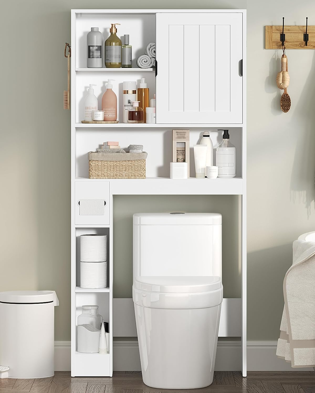 Amazon.com: Mahancris Over The Toilet Storage Cabinet, Farmhouse ... throughout The Role of WLF2124 Toilet Topper Cabinet White in Modern Bathrooms