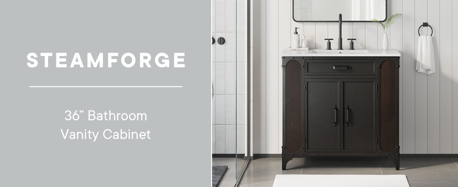 Amazon.com: Modway Eei-6129-Blk-Wal Steamforge 36" Bathroom Vanity ... throughout Steamforge 36" Bathroom Vanity Cabinet (Sink Basin Not Included) - Black Walnut