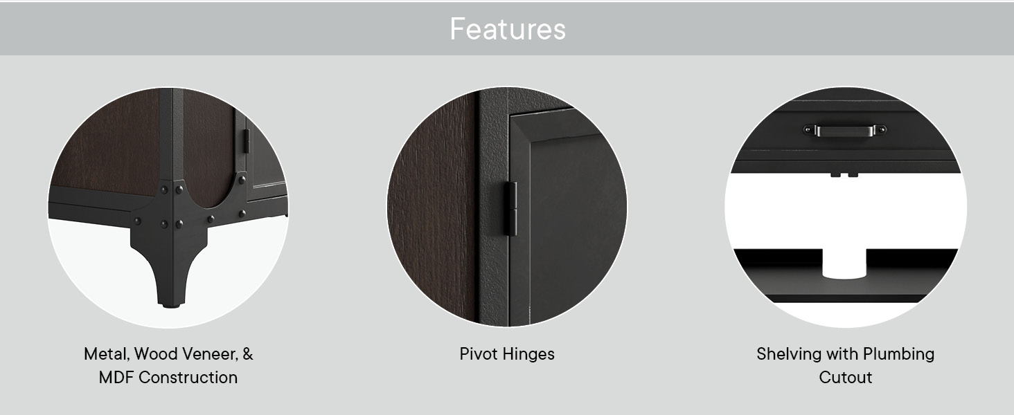 Amazon.com: Modway Eei-6129-Blk-Wal Steamforge 36" Bathroom Vanity ... with regard to Steamforge 36" Bathroom Vanity Cabinet (Sink Basin Not Included) - Black Walnut