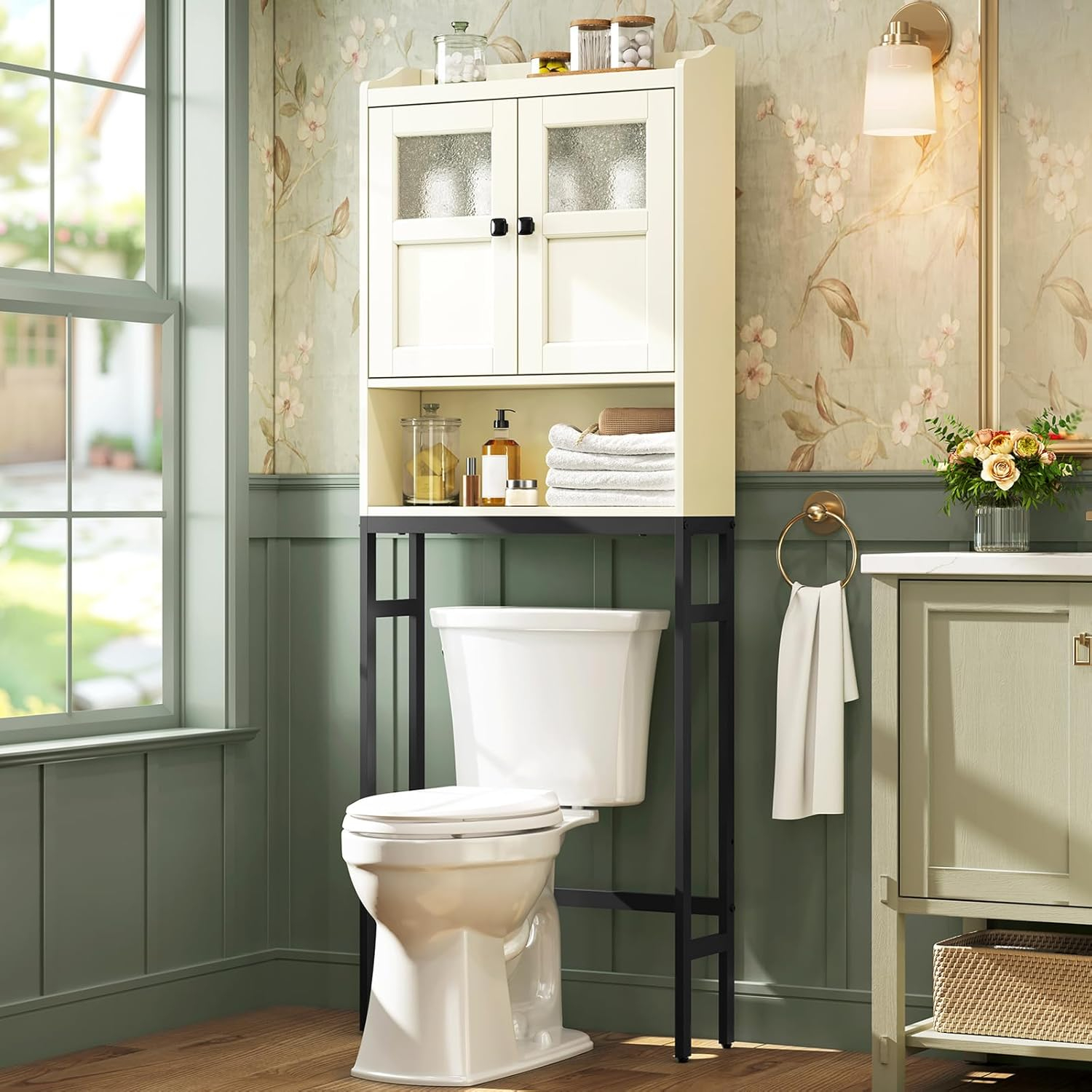Amazon.com: Mxarltr Over The Toilet Storage Cabinet, Above Toilet ... with regard to Wlf2124 Toilet Topper Cabinet, White