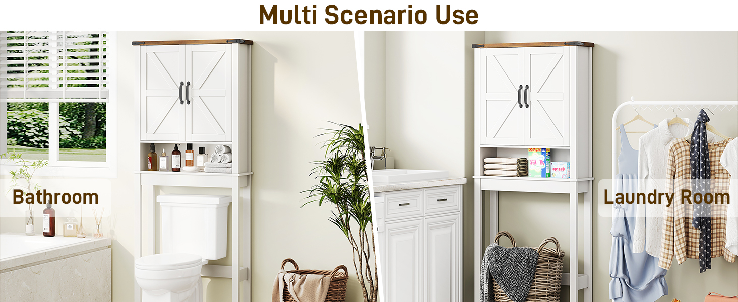 Amazon.com: Over The Toilet Storage Cabinet, Farmhouse Over Toilet ... for Dune Farmhouse Over The Toilet Bathroom Storage Cabinet, White