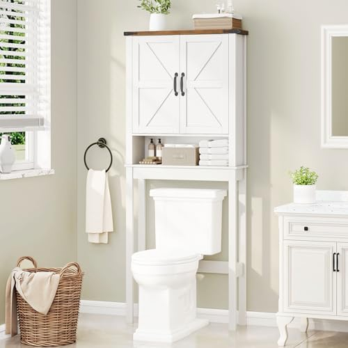 Amazon.com: Over The Toilet Storage Cabinet, Farmhouse Over Toilet ... intended for The Art of Choosing the Right Over-Toilet Storage for Your Home