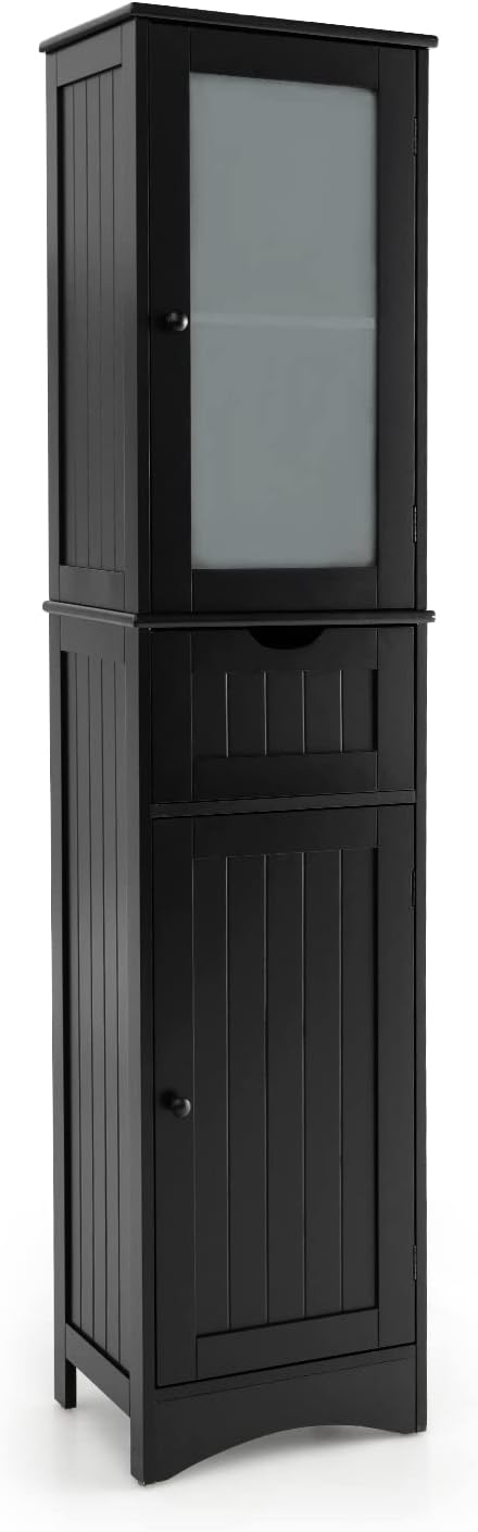 Amazon.com: Tangkula 75" Tall Bathroom Storage Cabinet, Bathroom Floor ... within The Practical Benefits of Choosing Black Finishes for Bathroom Furniture