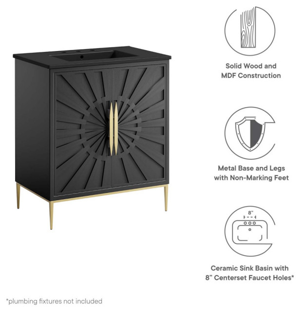 Awaken 30" Bathroom Vanity, Black Black - Contemporary - Bathroom ... pertaining to Awaken 30 Bathroom Vanity
