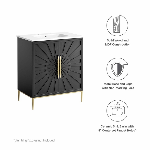 Awaken 30" Bathroom Vanity In White Black - Modern In Designs for Real User Experiences With the Awaken 30 Bathroom Vanity