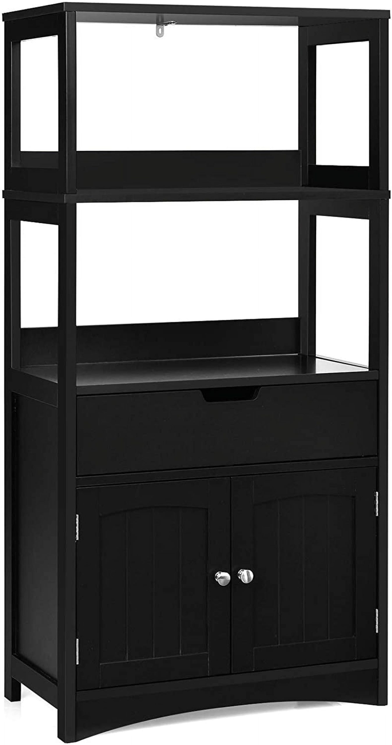 Bathroom Floor Cabinet With Drawer, 2 Open Shelves And Door Cupboard ... with Building Better Organization with Quality Fir Wood Storage Cabinets for Every Room